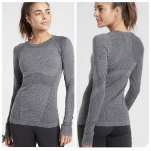 Athleta Momentum Long Sleeve Top Charcoal Heather Women Small